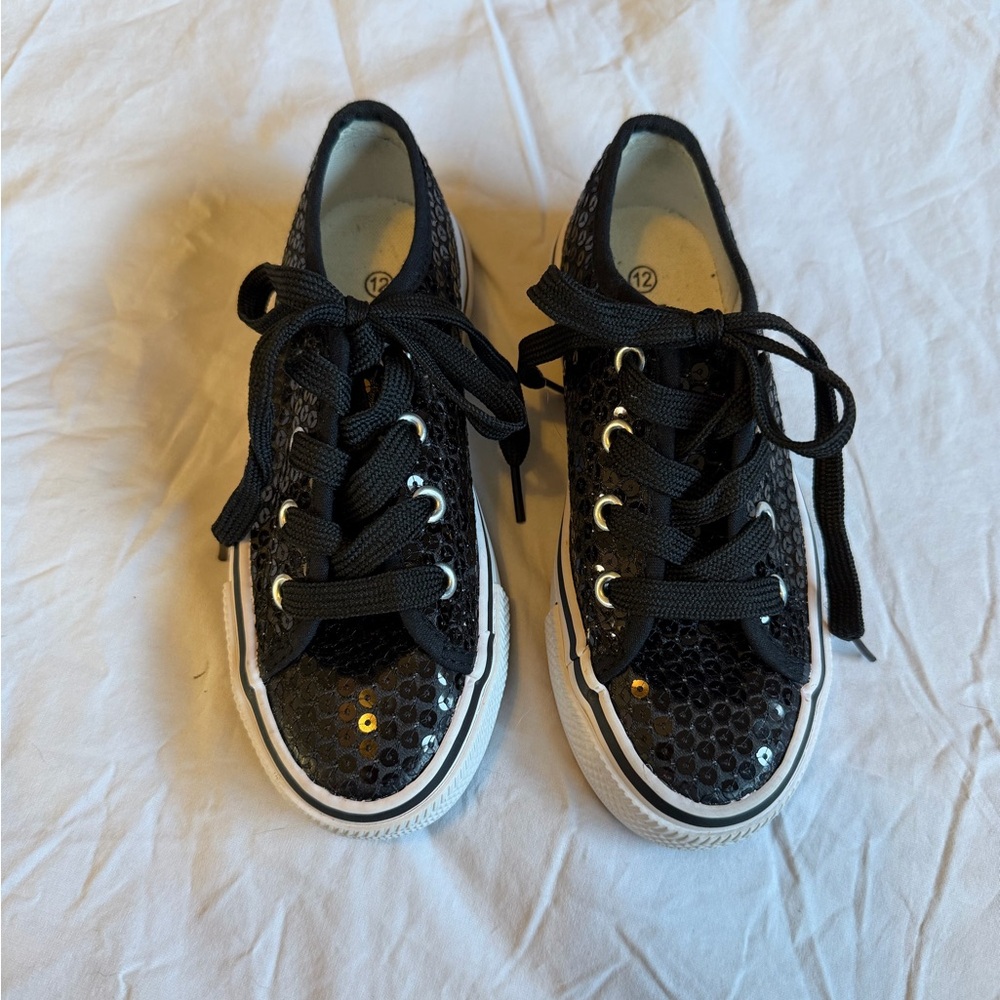 Balera Black Sequin Kids Sneakers